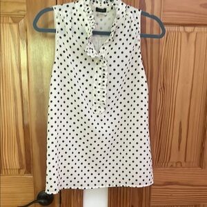 J. Crew Black and White Polka Dot Ruffle Blouse